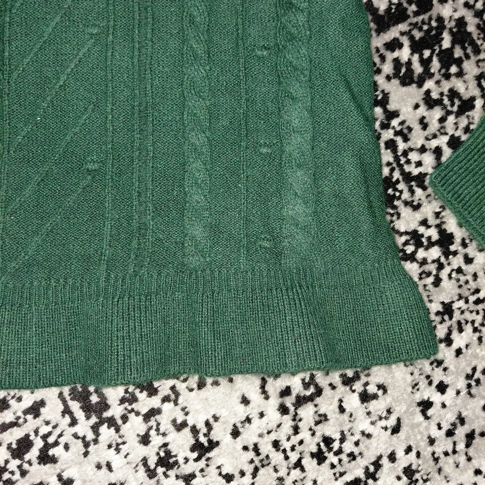 LOFT Green Bobble Knit Ruffle Hem Sweater | Size Large | NWT